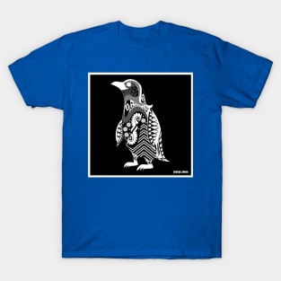 dark penguin in ecopop cute pattern T-Shirt